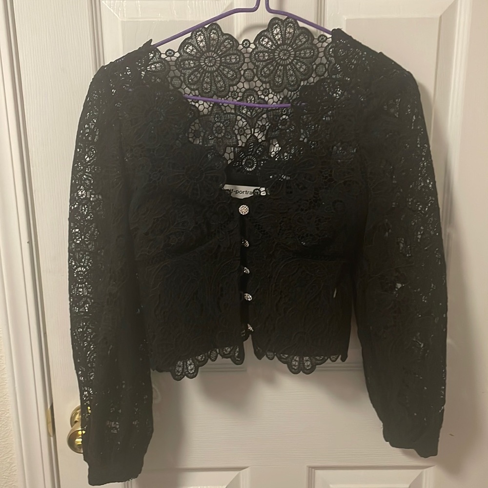 Self-Portrait. Black lace top